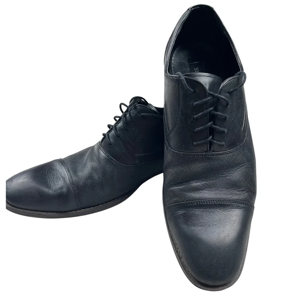 Steve Madden Mens Proctr Oxford Dress Shoes Lot 2 Black Cognac Brown Leather 11